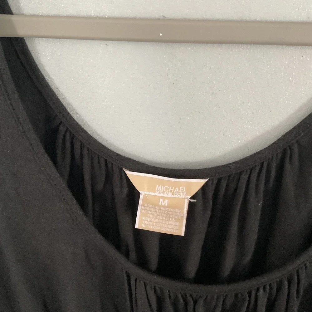 Michael Kors Black‎ Ruched Empire Waist Midi Dress Womens Size M